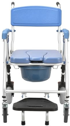 Toilettenstuhl Für Senioren Mit Rollen, Duschstuhl Faltbarmit Rollen Klappbar, Dusch Toilettenstuhl Fahrbar Mit Urineimer, Toilettenrollstuhl Für Ältere Und Behinderte,Schwangere