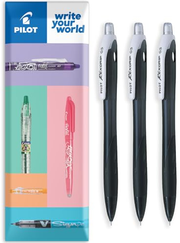 Pilot Rexgrip Druckbleistift, BeGreen-Reihe, 74 % recycelt, schwarzer Schaft, 0,5 mm Spitze, 3 Stück in Kissenverpackung
