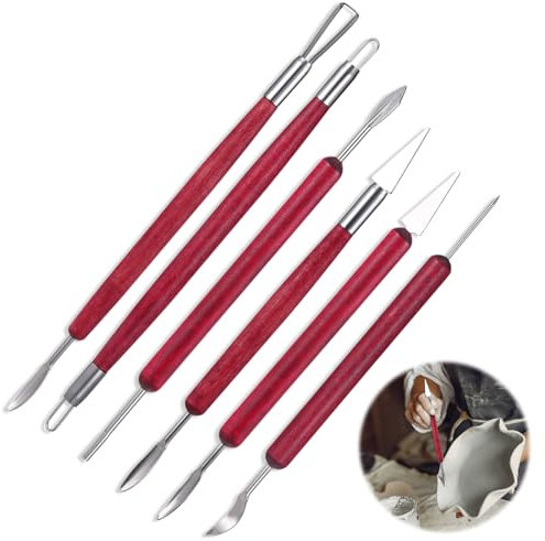 6 Stück Ton Werkzeug Keramikskulptur-Tools Set Töpferwerkzeug Set, Skulptur Modellierwerkzeug Pottery Clay Tools Kit Polymer Clay Tools für Professionelles Kunsthandwerk Tonkeramik Skulptur