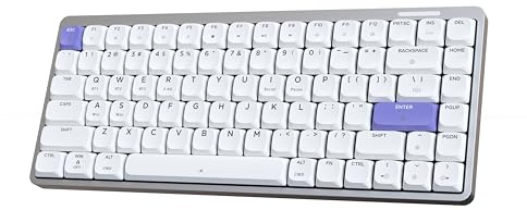 EPOMAKER Luma84 Low Profile Aluminium Mechanische Tastatur, QMK/VIA Programmierbar, Tri-Mode Kabellos, Win/MAC/Linux Kompatibel, RGB Backlight (Weiß&Violett, Gateron Low-Profile-Braun-Schalter)