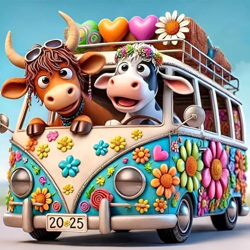 cdsnxore Diamond Painting Kits for Adults, Animal Cow Diamond Art Kits for Adults Beginners, Diamond Arts Kits for Home Wall Decor 12 x 12 Inch (286)