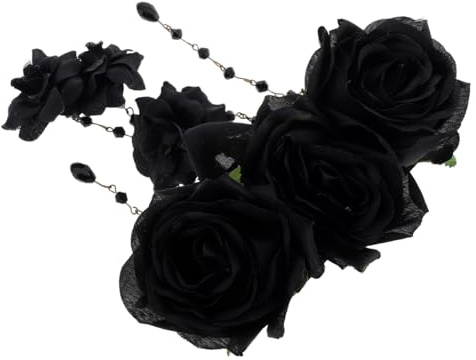 BAZEITFLOW Gothic Rose Hair Clip for Women Simulated Flower Headpiece for Halloween and Carnival Lightweight and Secure Gothic Accessory