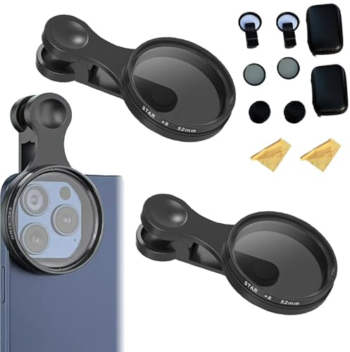 52mm Clip-On Cpl Phone Camera Lens Filter Kit, Allalonga Polarizer Filter for iPhone, Circular Polarizer, Compatible with Most Cell Phones (2sets)
