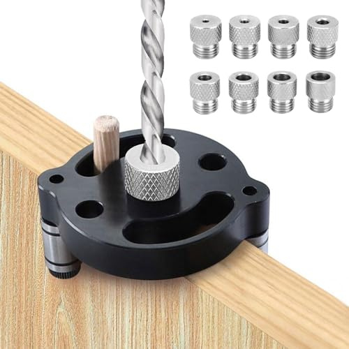 Forbabe Bohrhilfe Senkrecht Bohren Bohrlocher Mittenfinder | mit 3/4/5/6/7/8/9/10 mm Bohrbuchsen (Schwarz)