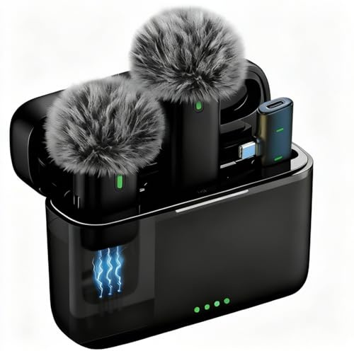 Podazz Kabelloses Lavalier Mikrofon für Android & iPhone 15/16/17, USB-C Mini Mikrofon mit Ladehülle, 30Std Dauer, Geräuschunterdrückung, Geräte Vlogging YouTube Videoaufnahme Podcast Interview
