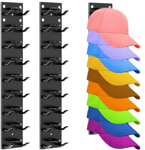 Chuanhylis Set di 2 Porta Cappelli, Appendi Cappelli, 2 Opzioni di Montaggio Portacappelli, Non Necessita di Foratura Appendi Cappelli da Parete per Camere, Porte, Guardaroba, Paretid