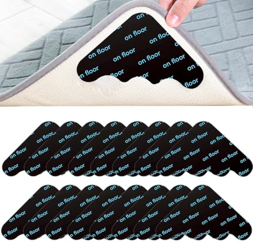 Anti-Slip Rug Gripper Stickers, 16 Pcs, for Laminate and Wooden Floors | Washable & Reusable Rug Grippers for Marble and Wooden Floors, Fits All Types & Sizes of Rugs