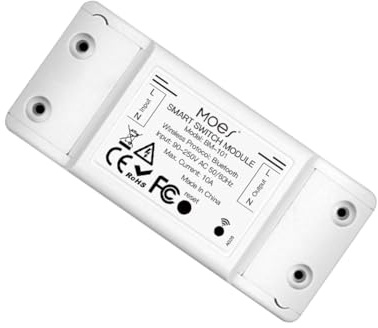 Interruptor inteligente Bluetooth Mesh 10 A, módulo interruptor inteligente TUYA Smart Life, control desde la aplicación sin WiFi, compatible con red BLE Mesh, 90-250 V AC, 2200 W, 88 x 39 x 23 mm