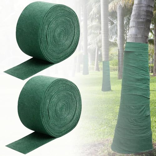 Lot de 2 rouleaux de protection hivernale en non-tissé à double couche - 12 cm x 15 m - Protection contre le gel pour troncs - Respirant et réutilisable - Toison d'hiver pour plantes, troncs de