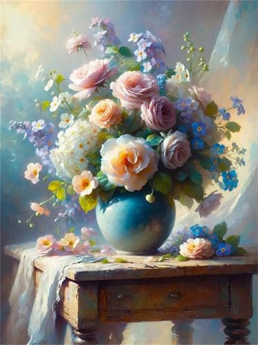 Puzzle 200 Pièces Adultes Vase Rose Fleurie, 200 Pièces Puzzles pour Adultes Jeu éducatif Jouets Défi, Décoration de la Maison, Cadeaux de Vacances