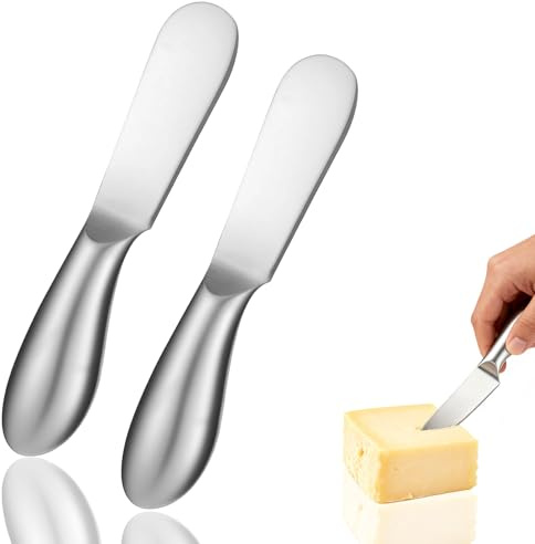 Zelphvt 2 Stück Buttermesser Käsemesser aus Edelstahl Käse-Buttermesser Kuchenmesser Küchenwerkzeug für Butter Marmelade Käse und Gebäckherstellung