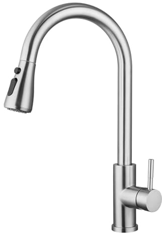 BONADE Wasserhahn Küche, 3 Modi Wasserhahn Ausziehbar, Hochdruck Spülenarmatur mit Brause Ausziehbar, 360° Drehbar Mischbatterie Küche, Einhandmische Küchenarmatur Hohem Bogen Armatur Küche Edelstahl