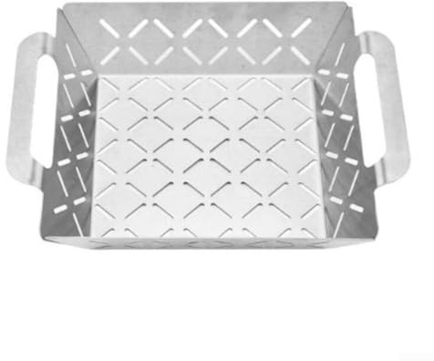 Yuanpgky Bandeja de horno de acero inoxidable para barbacoa – Bandeja multiusos para barbacoa con agujeros de drenaje para cocinar, se adapta al horno y la parrilla, 26,5 x 21,6 x 6 cm (S)
