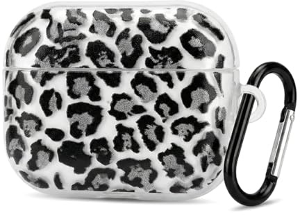 NiceNaiils Custodia Compatibile con AirPods Pro 2 e AirPods Pro, Cover Protettiva Antiurto con Design Leopardato Bianco e Nero, Custodia con Moschettone, Accessorio Auricolari alla Moda