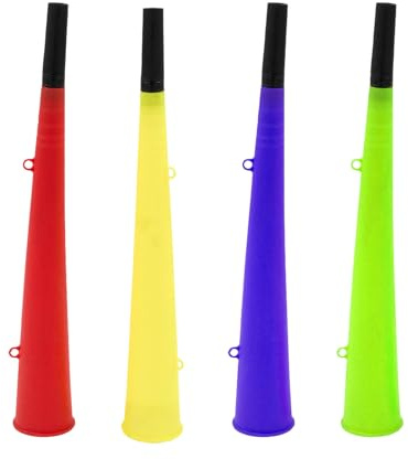 Bright Vuvuzelas Horns Pack of 4pcs Assorted Noise Making Horns for Outdoor Event and Crowd Cheering Birthday Party Supplies