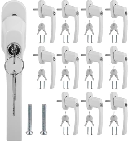 Peviasot Lot de 12 poignées de fenêtre verrouillables - Blanc - Avec clé
