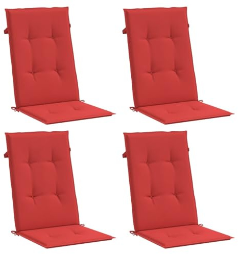 vidaXL 4X Cojines para Silla Jardín Rojo Almohadón Almohadilla Acolchado Banco