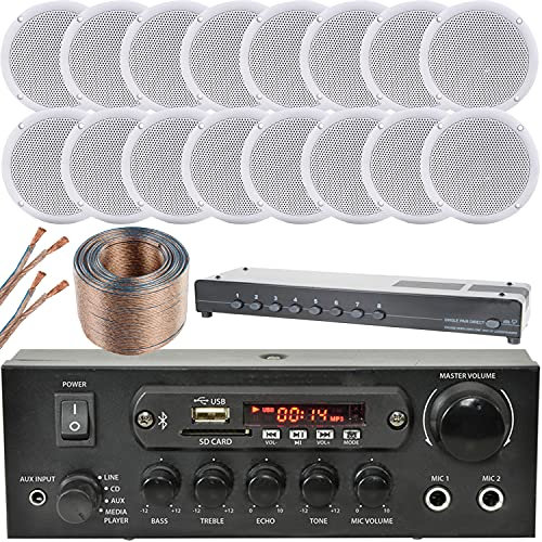 16x Ceiling Speaker Bluetooth Background Music System Shop Restaurant Kitchen