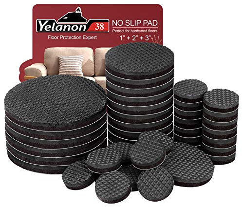 Yelanon Antirutsch Pads 38 Stück（1+2+3） Rund - Antirutsch Gummi Selbstklebend, Selbstklebend Möbelstopper für Fliesen, Holz und Laminatböden - für optimalen Bodenschutz und Kratzschutz
