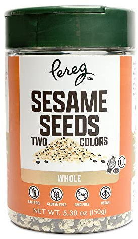 Pereg Black & White Sesame Seeds - 5.3 Oz - Unhulled & Raw Sesame Seeds - Crunchy & Nutty Flavor - Keto Friendly - Vegan - Non-GMO - Kosher Certified