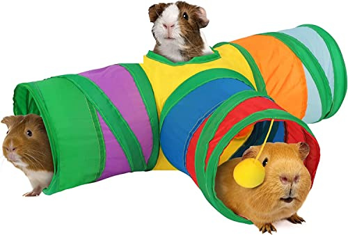 HYLYUN Tunnel e tubi pieghevoli per porcellini d'India, tunnel a 3 vie, nascondiglio portatile per piccoli animali, tunnel per porcellini d'India, cincillà, furetti, criceti, ratti