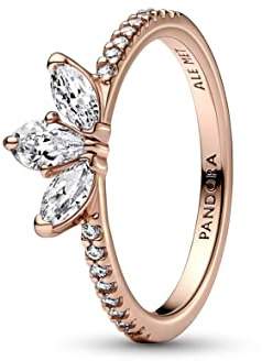 Pandora Timeless Herbarium cluster 14k rose gold-plated ring with clear cubic zirconia, 52