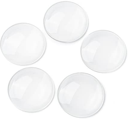 Cheriswelry 50 Stück 45 mm transparente Glas-Cabochons klare Kuppelfliesen flache runde Cabochons für Kamee-Foto-Anhänger DIY Dekor Handwerk Schmuckherstellung