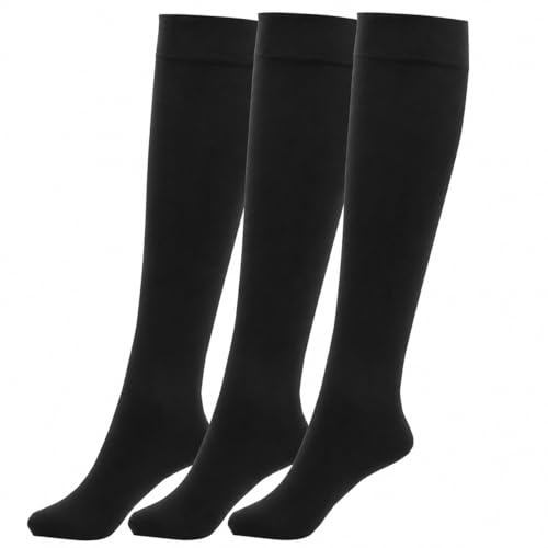 COSHAL® 3 paia di calzini da donna pop calzini alti al ginocchio calzini in nylon opaco microfibra ragazze pantaloni pop calzini da donna calzini traspiranti con top comfort taglia unica, NERO (3