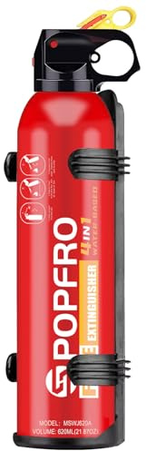 POPFRO Estintore portatile, piccolo estintore 4 in 1 per casa, garage, cucina, auto, per incendi elettrici, tessili e a grasso, atossico, facile da pulire, montaggio a parete incluso (1 pezzo)