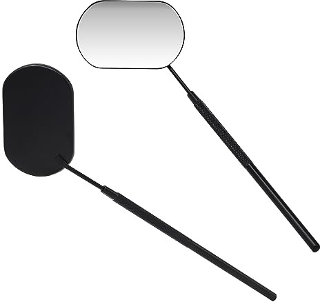 Pretty memory Lash Mirror, 2.2 Inches Large Eyelash Mirror for Lash Extensions, Eyelash Extension Supplies for Techs, Portable Stainless Steel Detachable Makeup Mirror (Black)