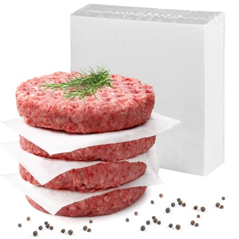 GWHOLE 500 ark hamburgare papper fyrkantigt hamburgerpapper bakpapper 14 cm pergamentpapper hamburgarpress, grilltillbehör, vaxpapper, non-stick släckningspapper, separationspapper för hamburgare