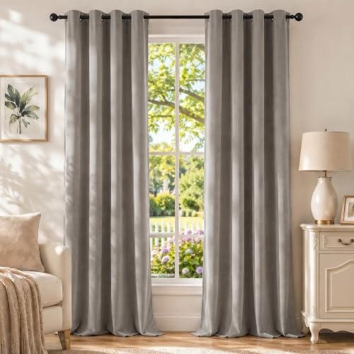 Ystyle Verdunklungsvorhänge mit Ösen Samt 2er Set, 140×225 cm, Kamel | Thermovorhang Hitzeschutz für Wohnzimmer, 100% Blickdichte Vorhänge Schlafzimmer, Weich Modern Gardinen Blickdicht