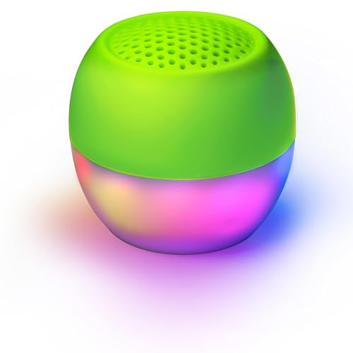 Boompods Soundflare Tide Bluetooth Lautsprecher - IPX6 wasserdichte Musikbox aus Ozeanplastik, Selfie-Funktion & Beleuchtung, Outdoor Lautsprecher für Handy, Reisen, 5 Std Spielzeit, Limettengrün