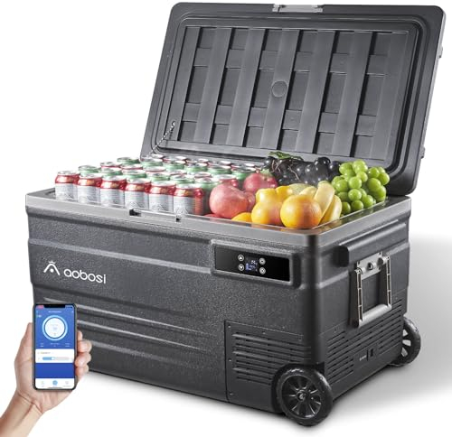 AAOBOSI Frigorifero Portatile 74L con App Controllo e Compressore, Frigo Portatile per Auto e Campeggio, Alimentazione 12/24V DC e 100-240V AC, Ideale per Famiglia, RV e Viaggi