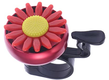 INOOMP Rote Sonnenblumen Fahrradklingel für Kinder Lenkerring mit Klarem Klang Leicht und Einfach zu Montieren für Kinderfahrrad und Lenker | Aluminiumlegierung und Kunststoff, Klein und Leicht, für Lenker an Klapp und Cruiser Bikes