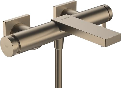 hansgrohe Tecturis E - Badewannenarmatur Aufputz für 2 Verbraucher, Mischbatterie Badewanne mit Auslauf Länge 21,3 cm, Einhebelmischer Wanne, Brushed Bronze