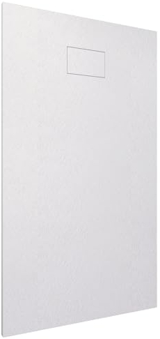 Quarzo piatto doccia 70x90 effetto pietra ardesia bianco in smc con piletta e copripiletta