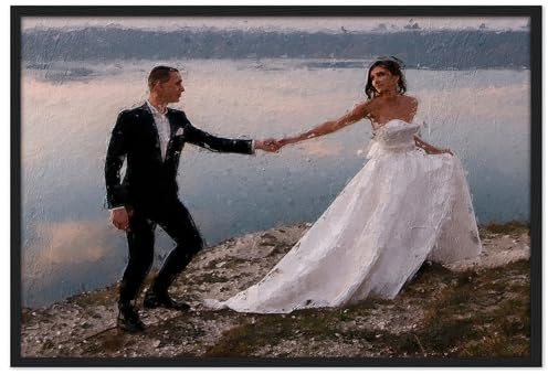 SOMEDA® Dein Foto als Ölgemälde/personalisiertes Geschenk/Familie, Partner oder Haustier/als Fotoposter, Leinwand oder gerahmtes Bild