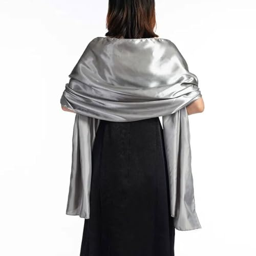 EORPAVU Estolas para mujer,Chal de vestido de noche, chal bufanda de mujer para fiesta de vestidos de noche, chal de vestido de dama de honor de novia, 200x70 cm (plateado)