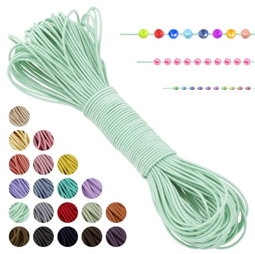 LEREATI Filo Elastico per Braccialetti Resistente, Cordoncino Elastico 1mm x 20m Elastici Braccialetti Cordino Elastico, Filo Nylon per Collane Perline Braccialetti Fai da Te Cucire (Verde Chiaro)