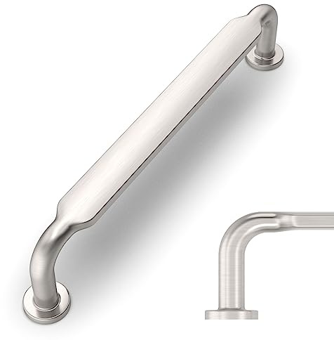 Amerdeco 10 Stück Möbelgriffe Gebürsteter Nickel,128mm Lochabstand, Zinklegierung Schubladengriffe & Schrankgriffe für Küchenschränke & Kleiderschränke UK0071
