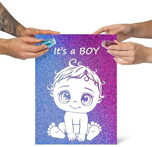 Gender Reveal kit pour Découvrir le Genre - Toile avec colle invisible et paillettes à saupoudrer pour annoncer le sexe, It's a Boy