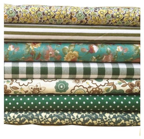 BrightGlow 100% Baumwolle Quiltingstoff Bündel 7 Teile/Satz 9.8x9.8(25x25cm) Grün Baumwollstoff Stoffpakete Patchwork Stoffe Stoffreste Baumwolltuch für Quilting, Nähen Projekt, DIY Handwerk 15#