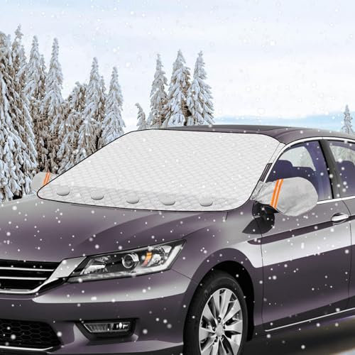 XIATIAN Windscreen Cover, Car Windshield Cover for Winter, Windscreen Covers Frost with 2 Mirror Caps and 5 Magnets, Car Windscreen Cover Frost for Winter for Snow Ice Fog Sun UV Guard (160 x 116cm)