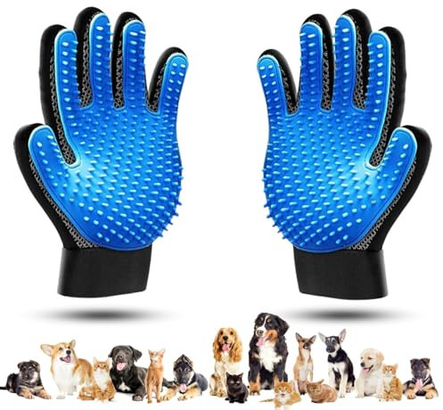 Berlamb - Guantes Quitapelos para Gatos y Perros - Elimina el Pelo de Forma Suave - Efecto Masaje - Velcro Ajustable y Malla Transpirable (1 Par)