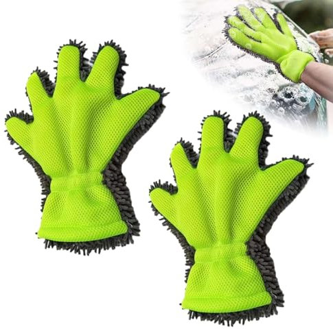 XoeLLe 2 Pezzo Guanto Lavaggio Auto, Guanto da Lavaggio in Microfibra, Pulizia Auto, Panno Microfibra Auto, Prodotti Pulizia Auto, Pulizia Divano Rimuove Facilmente Sporco Ostinato Senza Graffi