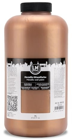 LM Peinture Murale Métallique 2L – Bronze – Éclat Métallique Époustouflant pour Intérieurs Élégants, Application Facile, À Base d'Eau, Idéale pour Projets Muraux Créatifs & DIY