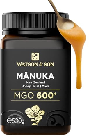 Watson & Son Miel de Mānuka MGO 600+ (500g) – Certifié 100% pur et brut – Mis en pot et scellé en Nouvelle-Zélande – Miel de Mānuka