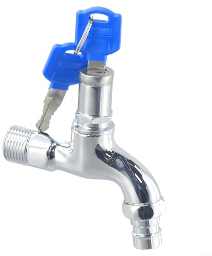 DystopiaWorld Abschließbarer Wasserhahn mit Schlüssel, Anti-Diebstahl Gartenarmatur aus Zinklegierung, 1/2 Außengewinde Wasserhahn für Außen, Hof, Waschmaschine, Autowäsche - Rostfrei & Frostsicher