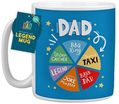 eBoutik - Taza de café o té gigante para el Día del Padre – Taza grande y divertida para papá o abuelo – Taza de broma para él de hijo o hija (azul)